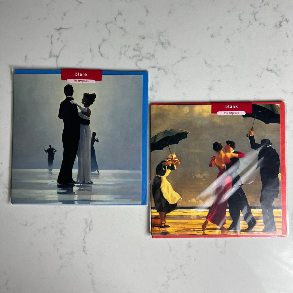 2 Vintage NWT Jack Vettriano Square Greeting Cards Museum Company